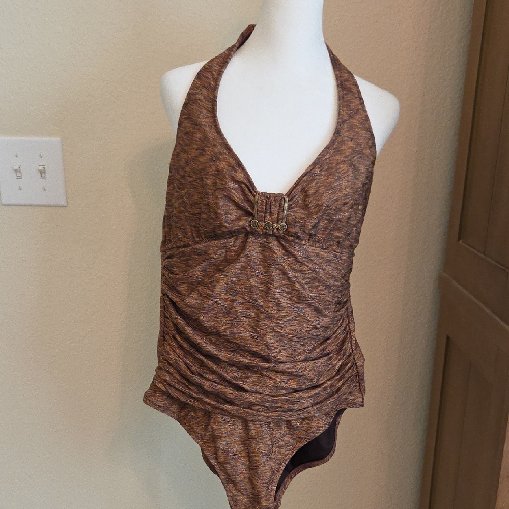 Anne Cole Brownish Golden Halter Swimsuit Size 10